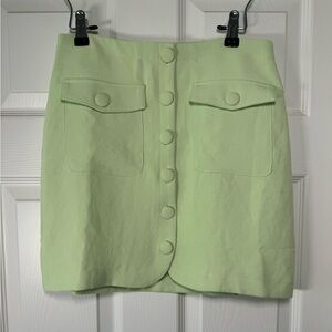 Astr Light Green Button-Front Mini Skirt